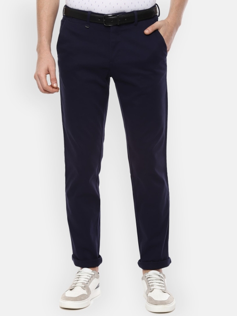 

Van Heusen Men Navy Blue Smart Slim Fit Solid Regular Trousers