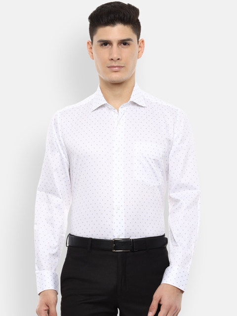 

Van Heusen Men White & Navy Blue Regular Fit Printed Formal Shirt