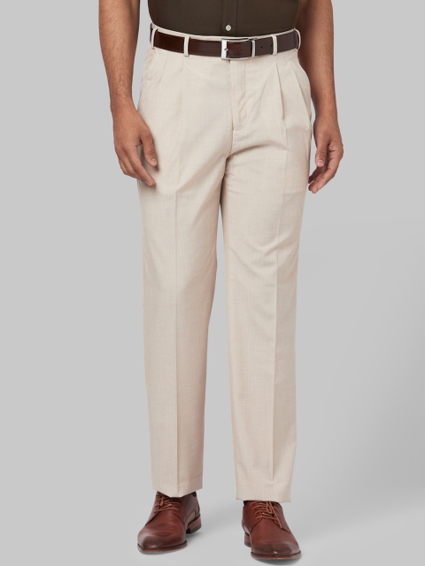 

Park Avenue Men Beige Regular Fit Solid Formal Trousers