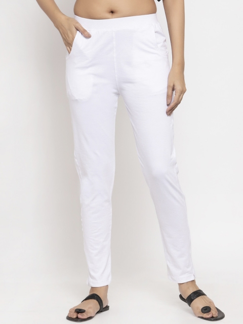 

NEUDIS Women White Solid Ankle Length Leggings