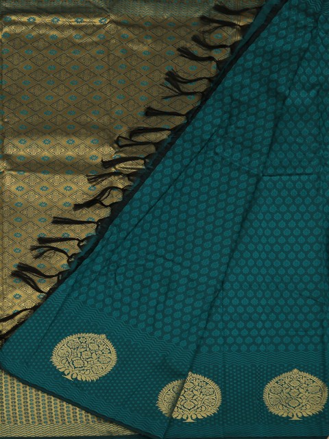 

Pothys Green & Gold-Toned Art Silk Woven Design Saree