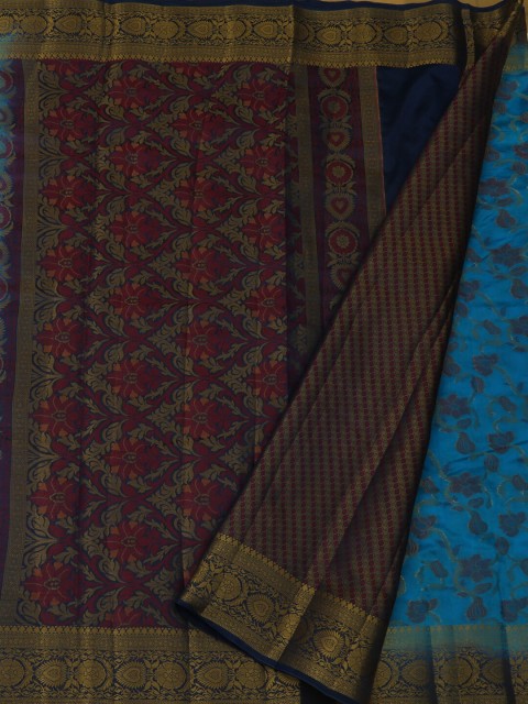 

Pothys Blue & Brown Jute Silk Woven Design Saree