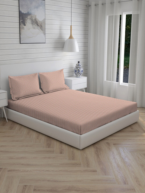 

Boutique Living India Brown & White Printed Double Bedsheet with 2 Pillow Covers