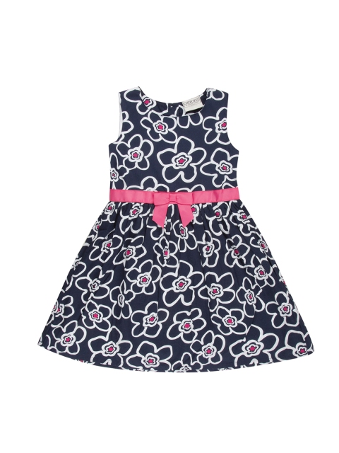 

Cherokee Girls Navy Blue Printed Fit and Flare Dress