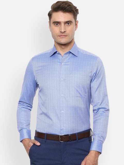 

Louis Philippe Men Blue Regular Fit Self Design Formal Shirt
