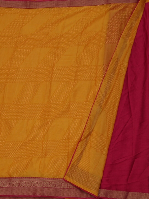 

Pothys Yellow Solid Poly Georgette Saree