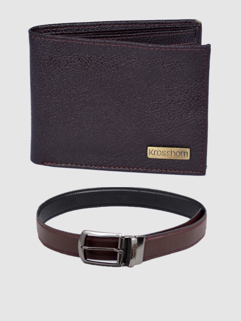 

Krosshorn Men Brown Solid Leather Accessory Gift Set