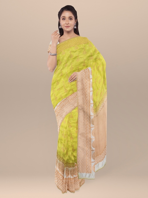 

KLM Fashion Mall Green Woven Design Silk Blend Saree
