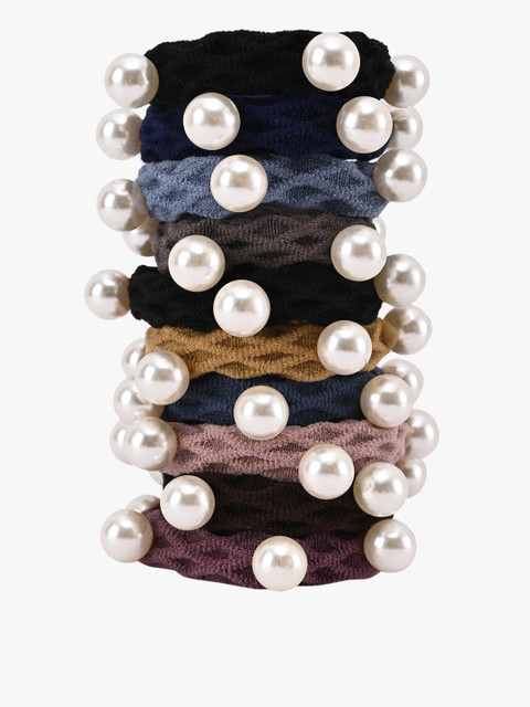 

BuckleUp Women Set Of 10 Beaded Ponytail Holders, Multi