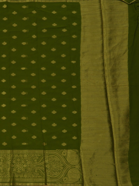 

Pothys Olive Green & Black Poly Georgette Solid Saree