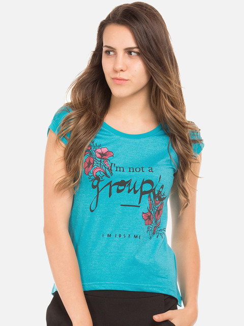 

Sugr Women Blue & Black Floral Print Top