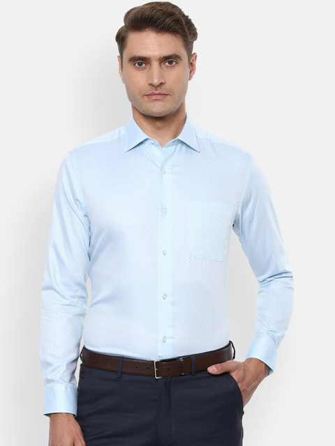 

Louis Philippe Men Blue Regular Fit Self Design Formal Shirt