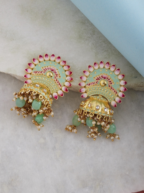 

GloBox By ZeroKaata Lime Green Dome Shaped Jhumkas