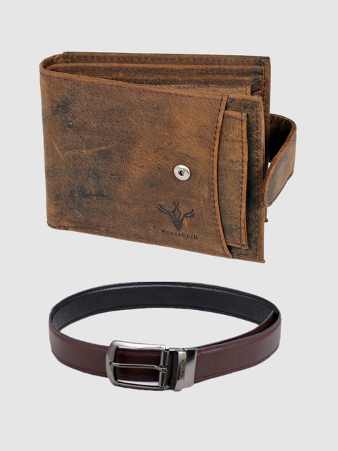 

Krosshorn Men Tan Brown Leather Accessory Gift Set