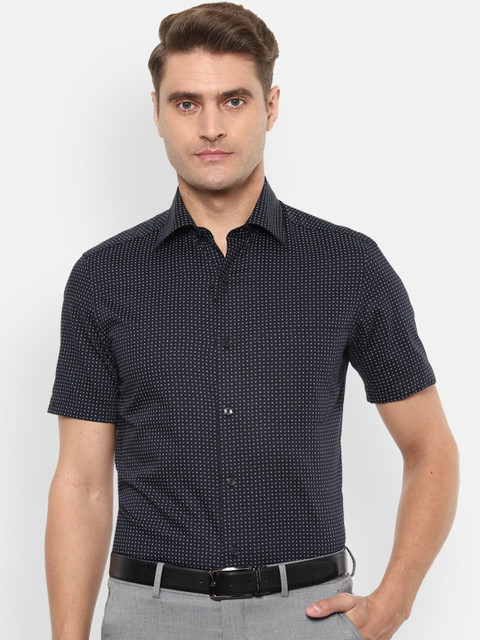 

Louis Philippe Men Navy Blue & White Regular Fit Printed Formal Shirt