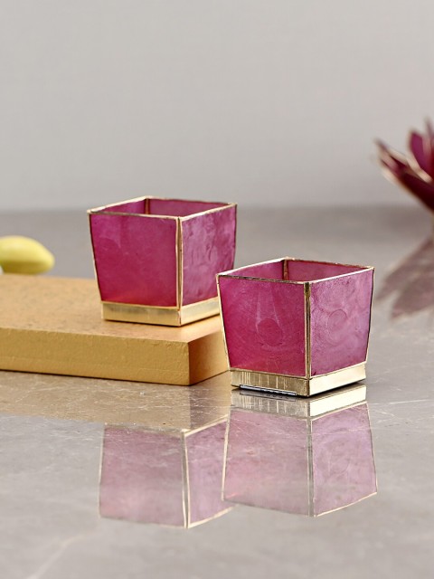 

Pure Home and Living 2 Pieces Pink & Gold-Toned Colourblocked Candle Holder