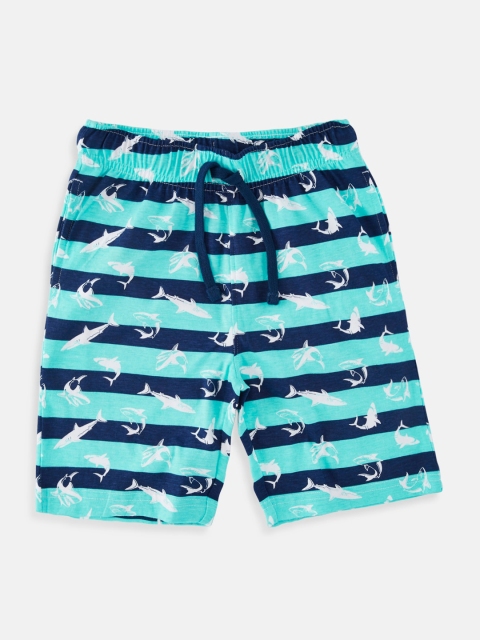 

CHALK by Pantaloons Boys Turquoise Blue Striped Regular Fit Regular Shorts