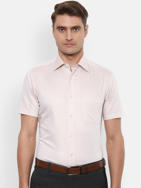 Louis Philippe Men Cream-Coloured Regular Fit Self Design Formal Shirt