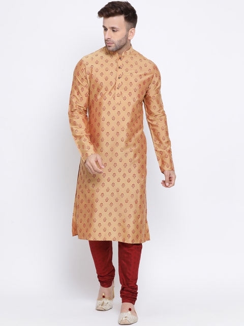 

NAMASKAR Men Maroon Woven Design Straight Kurta