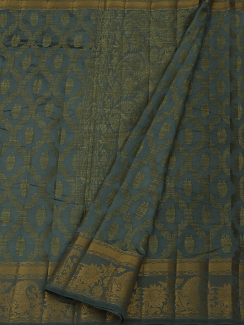 

Pothys Grey & Gold-Toned Jute Silk Woven Design Saree