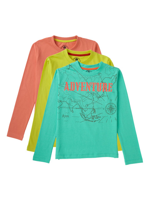 

Cub McPaws Boys Pack Of 3 Printed Round Neck T-shirt, Coral