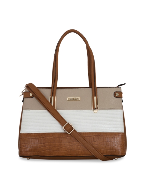 

ESBEDA Tan Brown & White Colourblocked Shoulder Bag