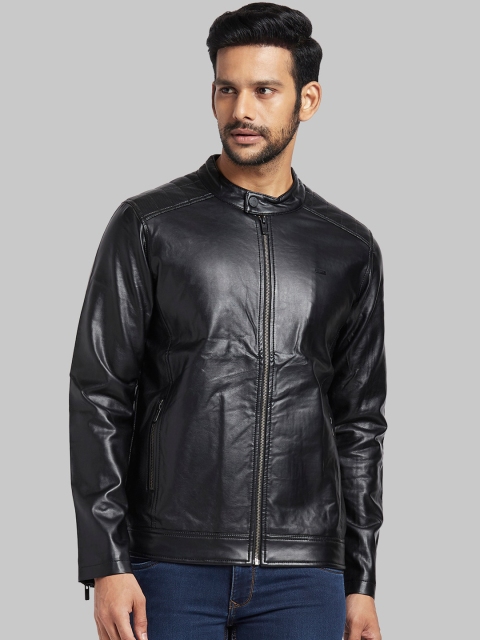 

Parx Men Black Solid Biker Jacket