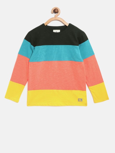 

Cherry Crumble Kids Multicoloured Colourblocked Round Neck T-shirt, Black