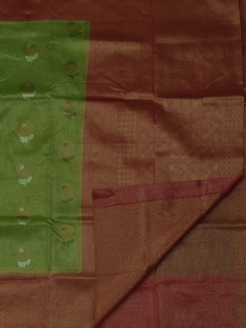 

Pothys Green & Brown Supernet Woven Design Saree
