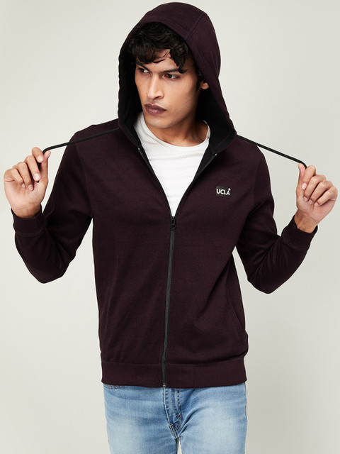 

UCLA Men Burgundy Solid Hooded Sweatshirt