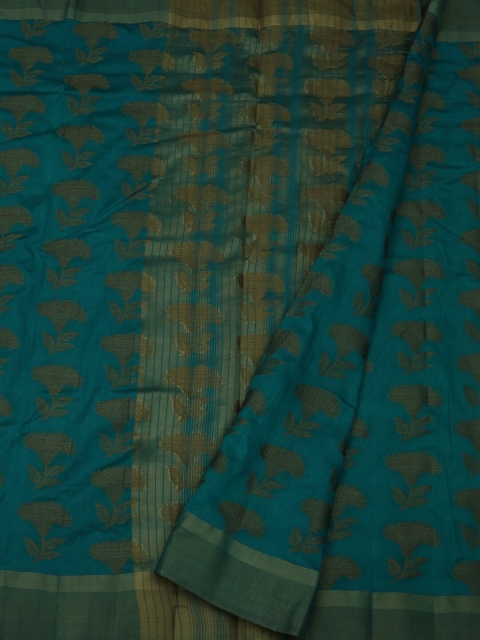 

Pothys Teal Woven Design Jute Silk Saree