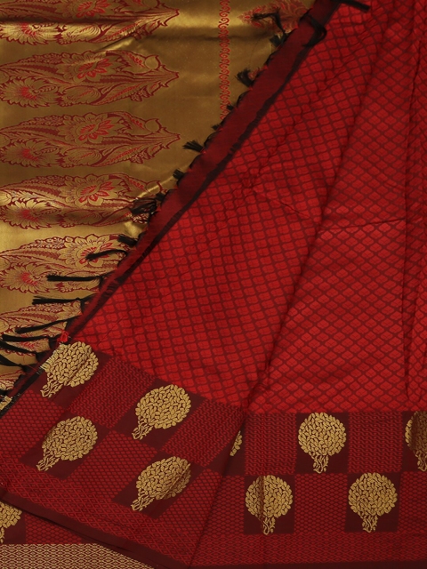 

Pothys Red & Gold-Toned Art Silk Woven Design Saree