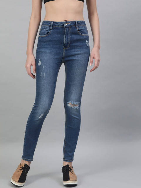 

STREET 9 Women Blue Skinny Fit Mid-Rise Mildly Distressed Stretchable Jeans