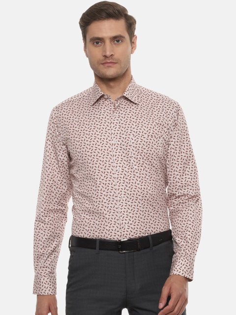 

Van Heusen Men Maroon & Cream-Coloured Regular Fit Printed Formal Shirt