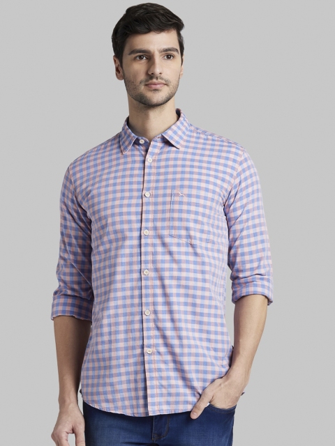 

Parx Men Blue & Pink Slim Fit Checked Casual Shirt