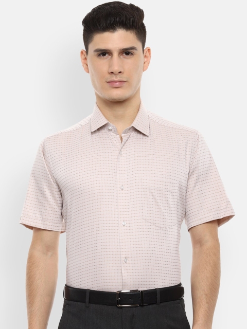 

Van Heusen Men Beige Regular Fit Checked Formal Shirt