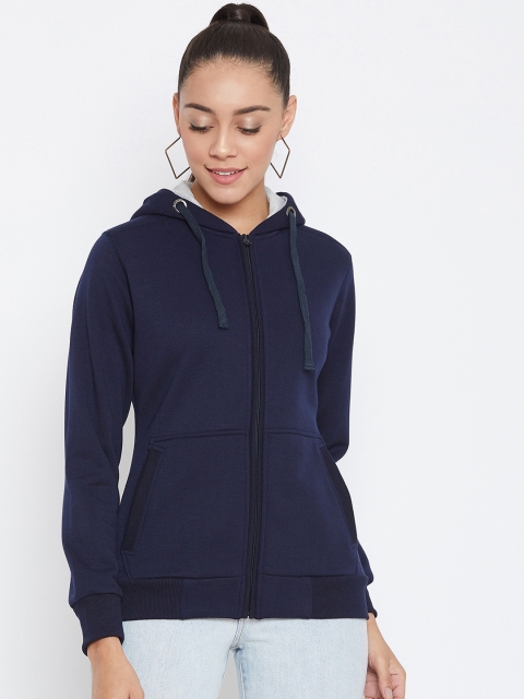 

Spirit Women Navy Blue Solid Hooded Sweatshirt