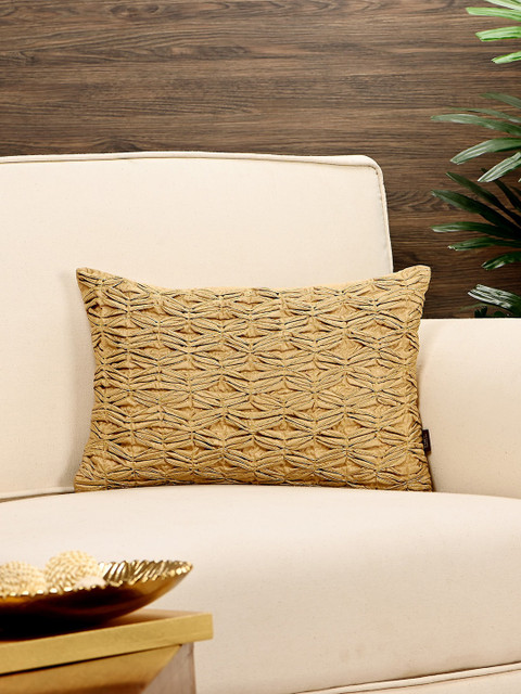 

Pure Home and Living Gold-Coloured Self-Design Single Rectangular Cushion Cover