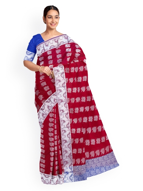 

KLM Fashion Mall Red & White Art Silk Printed Saree