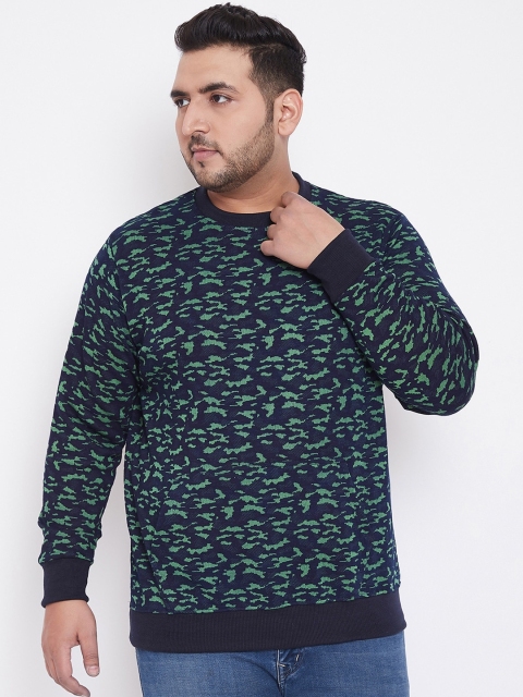 

bigbanana Men Navy Blue & Green Printed Sweatshirt