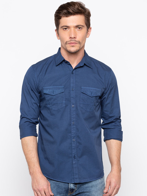 

SPYKAR Men Blue Slim Fit Solid Casual Shirt
