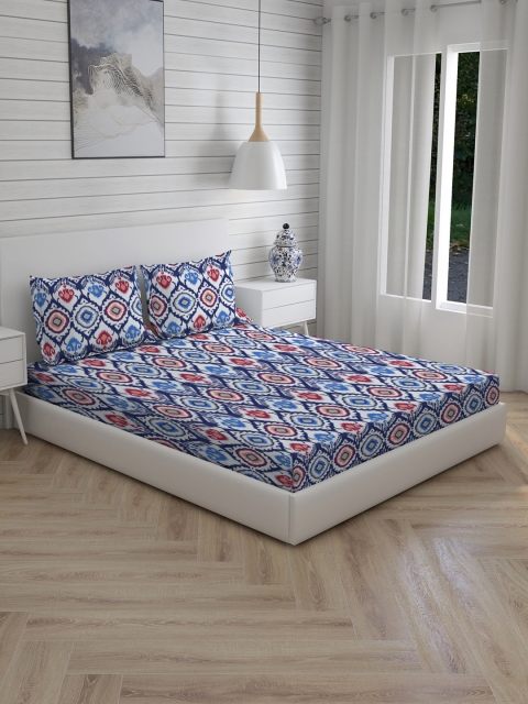 

Boutique Living India Blue 200 TC Cotton 1 King Bedsheet with 2 Pillow Covers