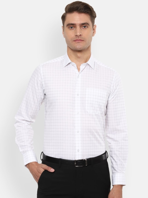 

Louis Philippe Men White & Blue Slim Fit Checked Formal Shirt