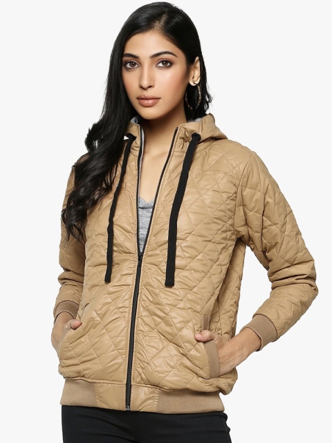 

Campus Sutra Women Brown Solid Windcheater Quilted Jacket
