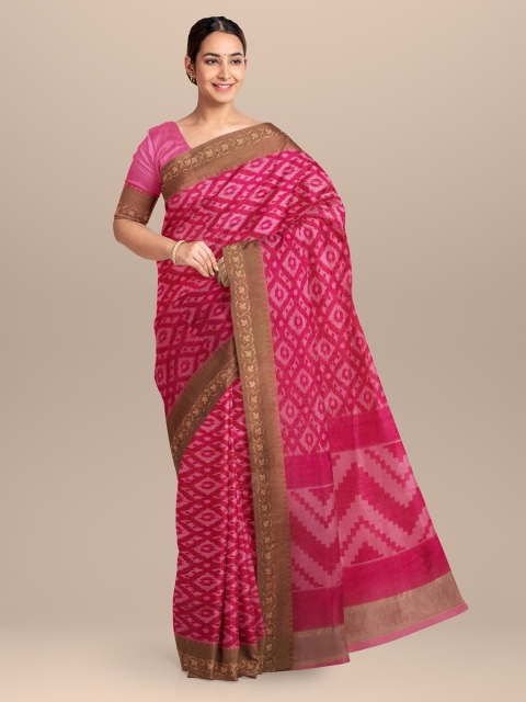 

KLM Fashion Mall Pink Woven Design Silk Blend Saree