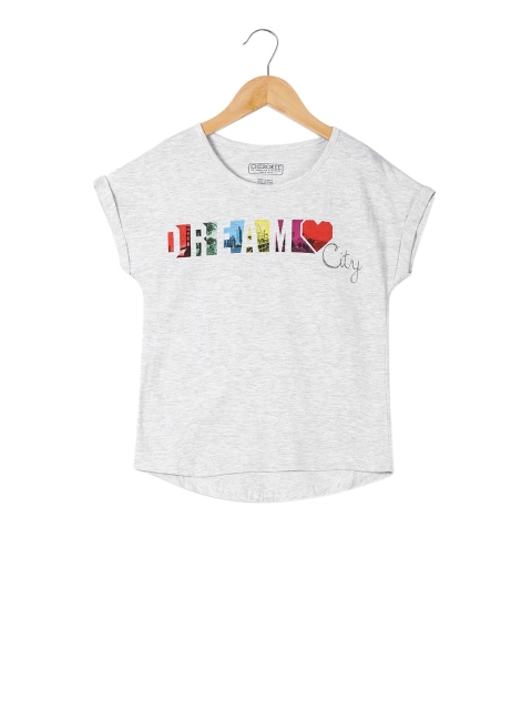 

Cherokee Girls Grey Printed Round Neck T-shirt