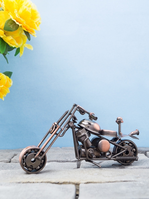 

Golden Peacock Antique Copper-Toned Metal Motor Bike Showpiece
