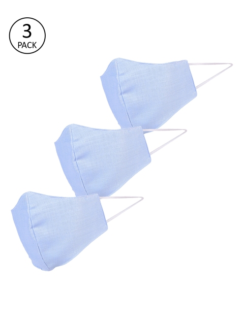 

Lioncrown Unisex Pack of 3 Blue Solid 3-Ply Anti-Pollution Reusable Cloth Masks