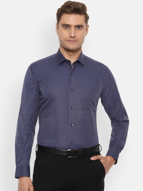 

Van Heusen Men Blue Regular Fit Self Design Formal Shirt