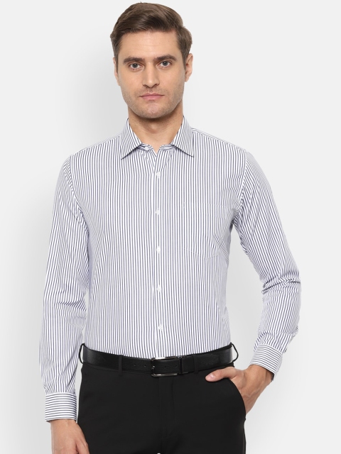 

Van Heusen Men Grey & White Slim Fit Striped Formal Shirt